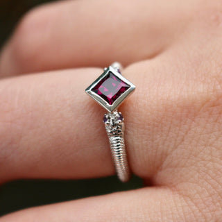 READY TO SHIP - Sacred Serpent Ring with Rhodolite Garnet and Amethyst - US 7 1/4, UK O, Emily Proudfoot, Ring, Rings
