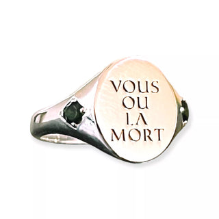 'Vous Ou La Mort / You or Death' Signet with Green Tourmaline Band, Emily Proudfoot