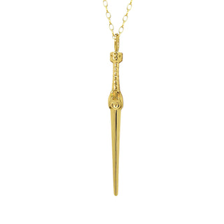 Opal Ceremonial Dagger Necklace - 9k Yellow Gold