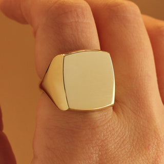 Extra Large Cushion Signet Ring | Silver, 9k or 18k Gold, Emily Proudfoot, Ring, Rings