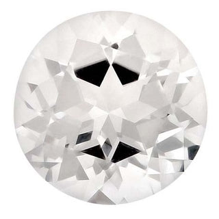 Round faceted clear white gemstone with bright reflections