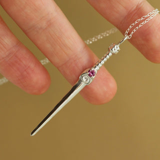 Ready To Ship |Ceremonial Dagger Necklace - Silver and Pink Sapphire