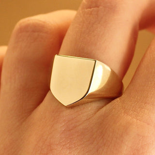 Heraldic Large Shield Signet | Silver, 9k or 18k Gold, Emily Proudfoot, Ring, Rings