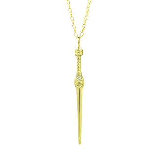 Diamond Ceremonial Dagger Necklace - 9k Gold