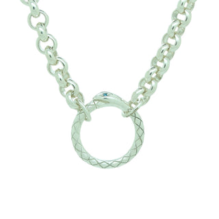 Snake Charm Lock Necklace with 6mm thick heavy belcher chain 