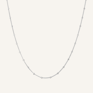 Sterling silver beaded trace chain necklace with small round link beads