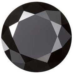 Dark gray black faceted gemstone with round cut