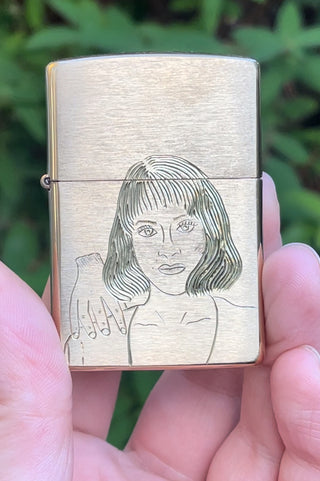 Debbie and Thing Engraved Zippo Lighter - Brushed Brass, Emily Proudfoot, Lighter, Lighters & Matches