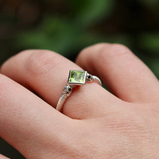 Sacred Serpent Ring with Peridot and Green Tourmaline Snake Eyes