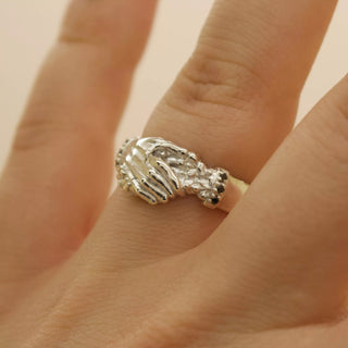 ‘Till Death Band’ - Skeleton Hand Shake Fede Ring with Birthstone Cuffs, Emily Proudfoot, Ring, Rings