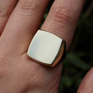 Extra Large Cushion Signet Ring - Brass, Silver or Gold