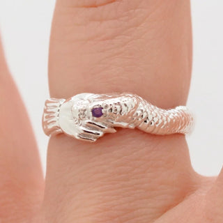 ‘Twice Shy Ring’ - Snake Bite Handshake Ring with Custom Birthstone Eye