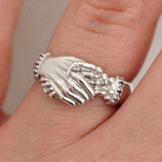 ‘Till Death Band’ - Skeleton Hand Shake Fede Ring with Birthstone Cuffs