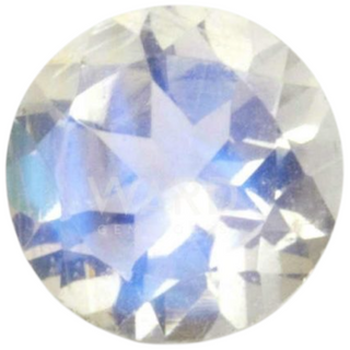 Blue and clear faceted gemstone with side-set stones