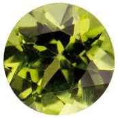 Lime green faceted gemstone with a round brilliant cut