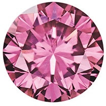 Medium pink faceted gemstone with round brilliant cut