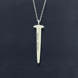 Latin Coffin Nail Necklace - Discere Vivere "To Learn Is To Live"