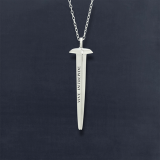 Latin Coffin Nail Necklace - Vive Intrepide "Live Fearlessly"