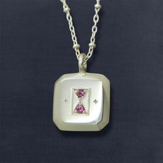 Tempus No 1 - Pink Sapphire Hourglass Necklace