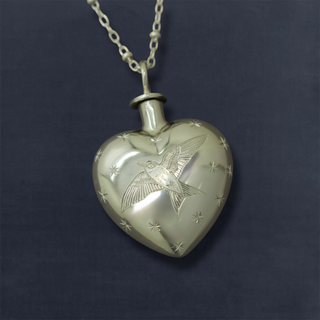 Twilight Reverie - Heart Shaped Engraved Perfume Bottle Necklace