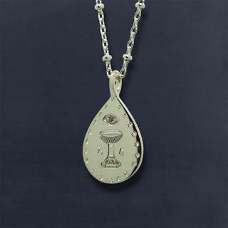 Glass Half Full - Chalice with Salt and Pepper Diamond Eye Necklace
