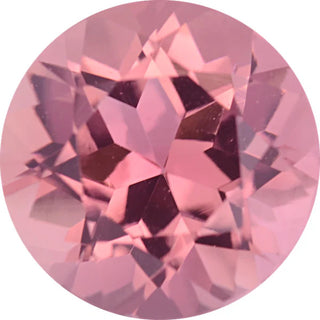 Soft pink faceted gemstone with round brilliant cut