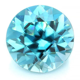 Round faceted light aqua blue gemstone