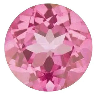 Pale pink faceted gemstone with round brilliant cut
