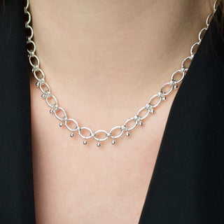 Hilma Necklace - Beaded Layering Chain in Silver, Necklace, The Serpents Club