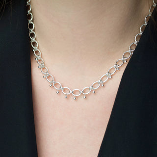 Hilma Necklace - Beaded Layering Chain in Silver, Necklace, The Serpents Club