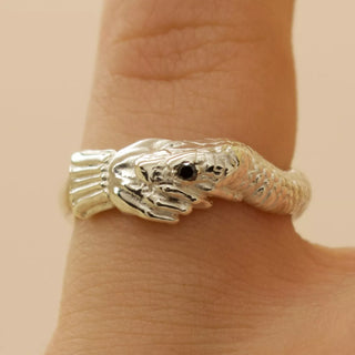 ‘Twice Shy Ring’ - Snake Bite Handshake Ring with Black Diamond Eye, Ring, The Serpents Club