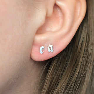 Ready To Ship - Single Letter Stud in Silver, Earrings, The Serpents Club