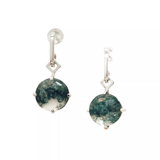 One Of A Kind ✷ Rose Cut Moss Agate Earring Charms and Charm Hoops (Pair), Earrings, The Serpents Club