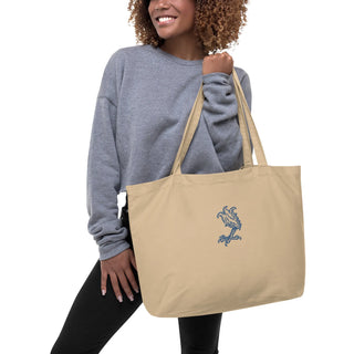 Large Embroidered Lucky Crows Foot Tote Bag - Navy, The Serpents Club